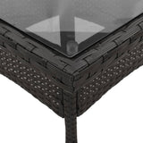 Garden Table with Glass Top Black 80x80x75 cm Poly Rattan 365521
