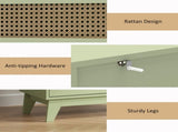 Chest of Drawers, 4-Drawer Storage Organiser Unit with Rattan Element for Bedroom, Living Room, T3398P378729