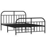 Bed Frame Black Powder-Coated Steel Large Bed Frame Rectangular 353658