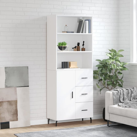 Highboard White 69.5x34x180 cm Engineered Wood 3189461