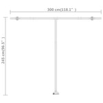 ZNTS Freestanding Manual Retractable Awning 300x250 cm Cream 3069497