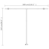 ZNTS Freestanding Manual Retractable Awning 300x250 cm Cream 3069497