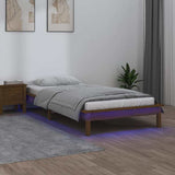 LED Bed Frame without Mattress Honey Brown 90x190 cm Single Solid Wood 820639