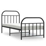 Metal Bed Frame without Mattress with Footboard Black 90x190cm 353645