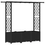 Raised Bed with Trellis and Roof Black 162.5 x 40 x 138 cm PP 42032543