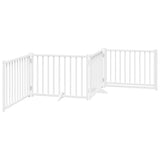 Dog Gate with Door Foldable 4 Panels White 320 cm Solid Wood Fir 352281
