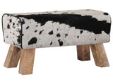 Bench 60 x 30 x 45 cm Real Leather Black and White 42042109