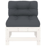 Middle Sofa with Cushions White Solid Wood Pine 825661