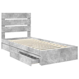 Storage Bed Concrete Grey 90 x 190 cm Engineered Wood 3411930