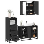 ZNTS 3 Piece Bathroom Furniture Set Black Engineered Wood 3301030