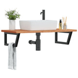 Basin Shelf Wall Mounted Steel and Solid Wood Beech 3302443
