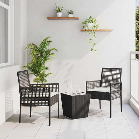 Garden Bistro Set 3 pcs Black Poly rattan 3334955