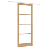Sliding Door Natural 93 x 232 cm Solid Pine Wood and Glass 3332263