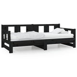 Pull-out Day Bed without Mattress Black Solid Wood Pine 2x cm 820296