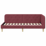 Corner Bed Frame with Headboard Wine Red 100 x 200 cm Fabric 42016580