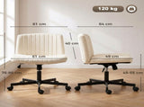 Imitation Linen Criss Cross Legged Desk Chair, Armless Office Chair with Wheels T3398P550271