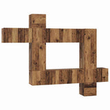 TV Cabinet Set Wall-mounted 10 pcs Old Wood Engineered Wood 3393243