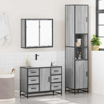 ZNTS 3 Piece Bathroom Furniture Set Grey Sonoma Engineered Wood 3301083