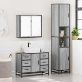 ZNTS 3 Piece Bathroom Furniture Set Grey Sonoma Engineered Wood 3301083
