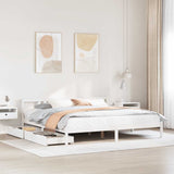 Bed Frame without Mattress White 200x200 cm Solid Wood Pine 3301645