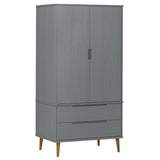Wardrobe MOLDE Grey 90x55x175 cm Solid Wood Pine 350524