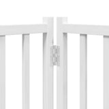 Dog Gate with Door Foldable 4 Panels White 320 cm Solid Wood Fir 352281