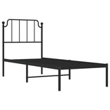 Metal Bed Frame without Mattress with Headboard Black 80x200cm 373878