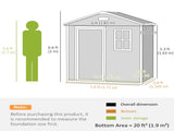 6 x 4ft Outdoor Shed with Foundation, Lockable Door, Vents, Windows, Plastic Shed for Tool Storage, T3398P317773