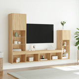 4 Piece TV Wall Units with LED Sonoma Oak Engineered Wood 3216649