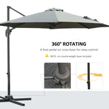 3 Offset Parasol Cantilever Hanging Umbrella 360&deg Rotation w/ Base Dark Grey T3398P314228