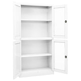 Office Cabinet White 90x40x180 cm Steel and Tempered Glass 335938