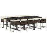 11 Piece Garden Dining Set with Cushions Brown Poly Rattan 3211293