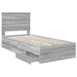 Bed Frame with Drawer Grey Sonoma 90 x 200 cm Engineer Wood 3411157