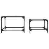 Nesting Coffee Tables 2 pcs with Transparent Glass Top Steel 845982