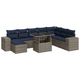 11 Piece Garden Sofa Set with Cushions Grey Poly Rattan Acacia 3326852