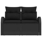Garden Sofa with Cushion Black 124 x 62 x 69cm Poly Rattan 42006751