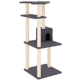 Cat Tree with Sisal Scratching Posts Dark Grey 123 cm 171785