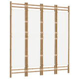 Folding 4-Panel Room Divider 160 cm Bamboo and Canvas 350624
