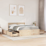 Bed with Drawers and Mattress 160x200 cm Solid Wood Pine 3281892