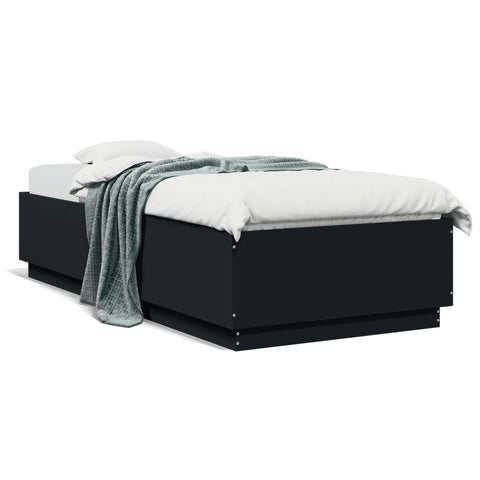 ZNTS Bed Frame with LED Lights Black 100x200 cm Engineered Wood 3209626