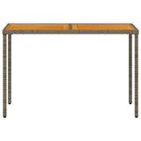 Garden Table with Acacia Wood Top Grey 115x54x74 cm Poly Rattan 365076