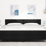 ZNTS LED Headboard Diamond Blocks Design Black 180 cm Fabric 3338241