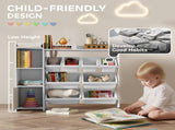 Toy Storage Unit with 8 Removable Bins, Storage Shelves, Cabinet, White T3398P421972