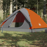 ZNTS Camping Tent Dome 3-Person Grey and Orange Waterproof 94411