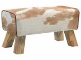 Bench 60 x 30 x 45 cm Real Leather Brown and White 42042107