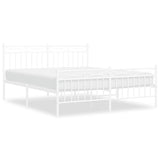 Metal Bed Frame without Mattress with Footboard White 160x200cm 373761