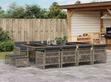 13 Piece Garden Dining Set with Cushions Grey Poly Rattan 3210800