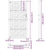 Garden Gate Black 100x200 cm Steel Leaf Design 4100963