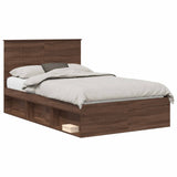 Bed Frame with Headboard Brown Oak 120 x 190 cm Solid Pine Wood 3411043