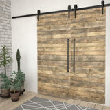 Sliding Door Hardware Kits 2 pcs 200 cm Steel Black 3059839